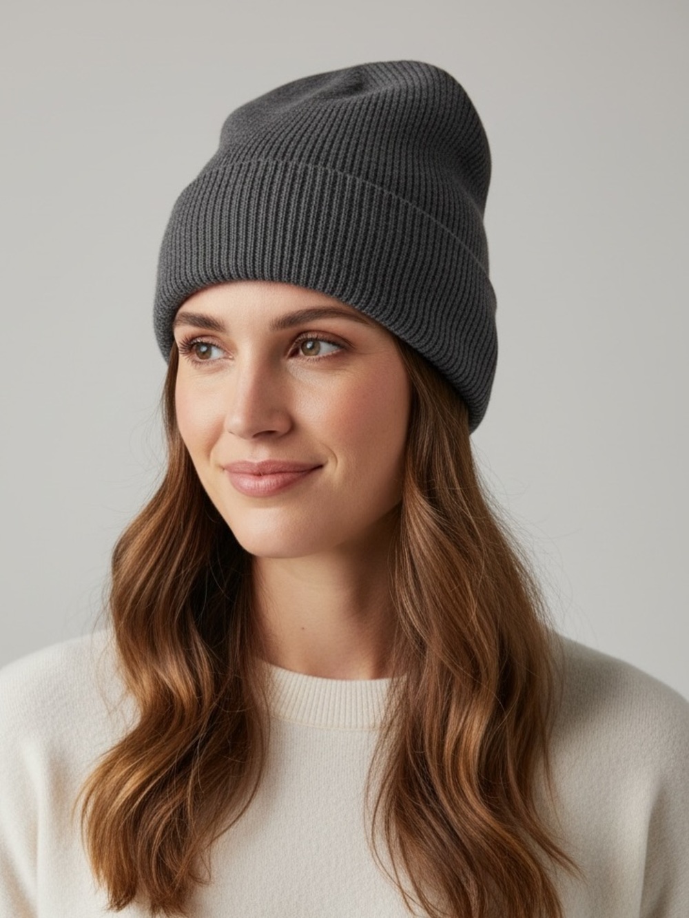 GARNET HILL 100% cashmere ribbed beanie good condition gray